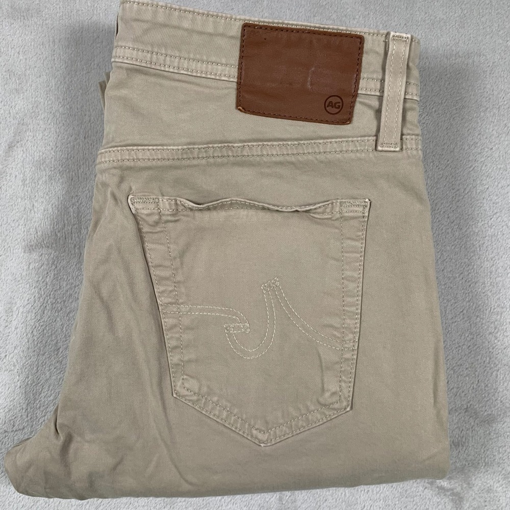 Adriano Goldschmied Pants Mens 32x34 Khaki Straight Leg Flat Front Stretch